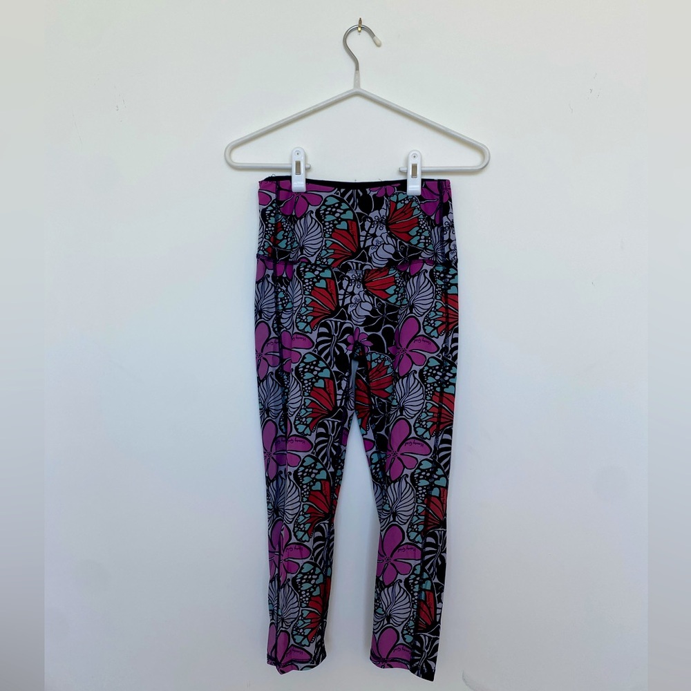 Honey Girl HI-Rise Capri Monarch Pink Print Swim Leggings